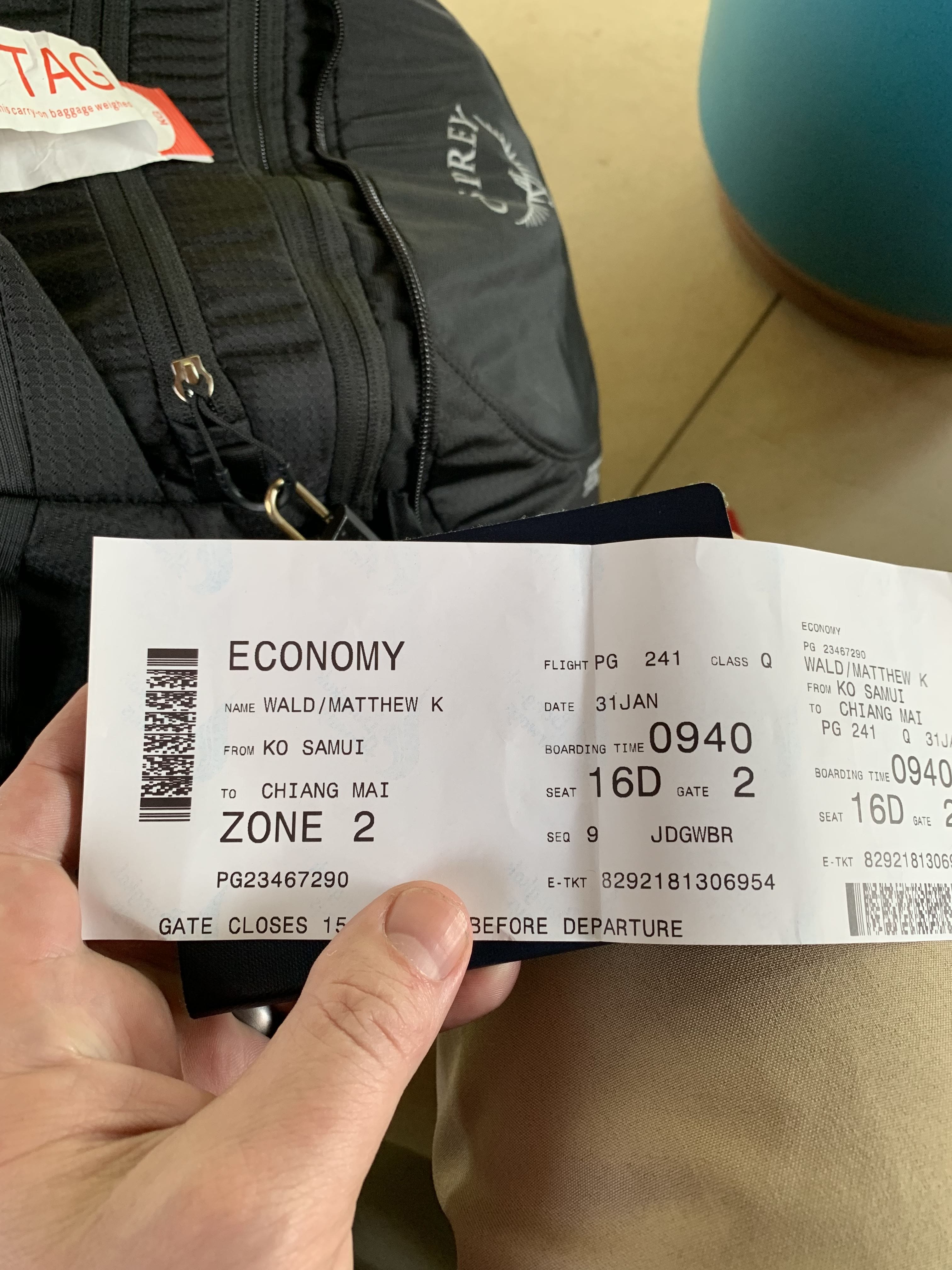bangkok airlines boarding pass