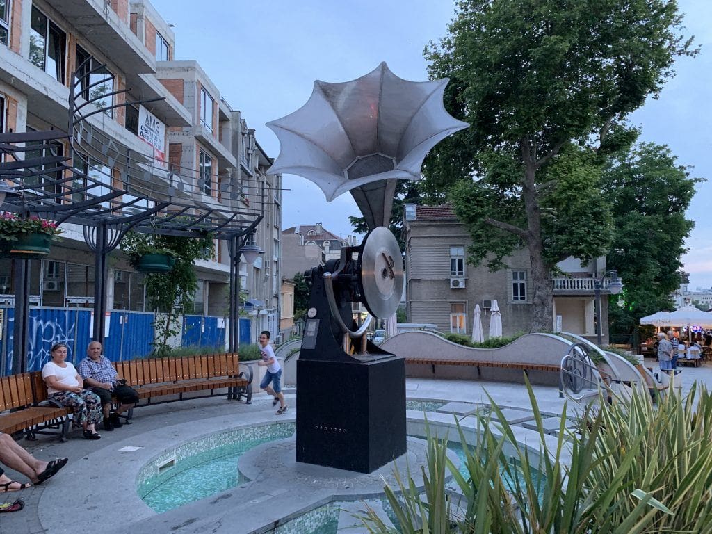 Gramophone sculpture burgas bulgaria