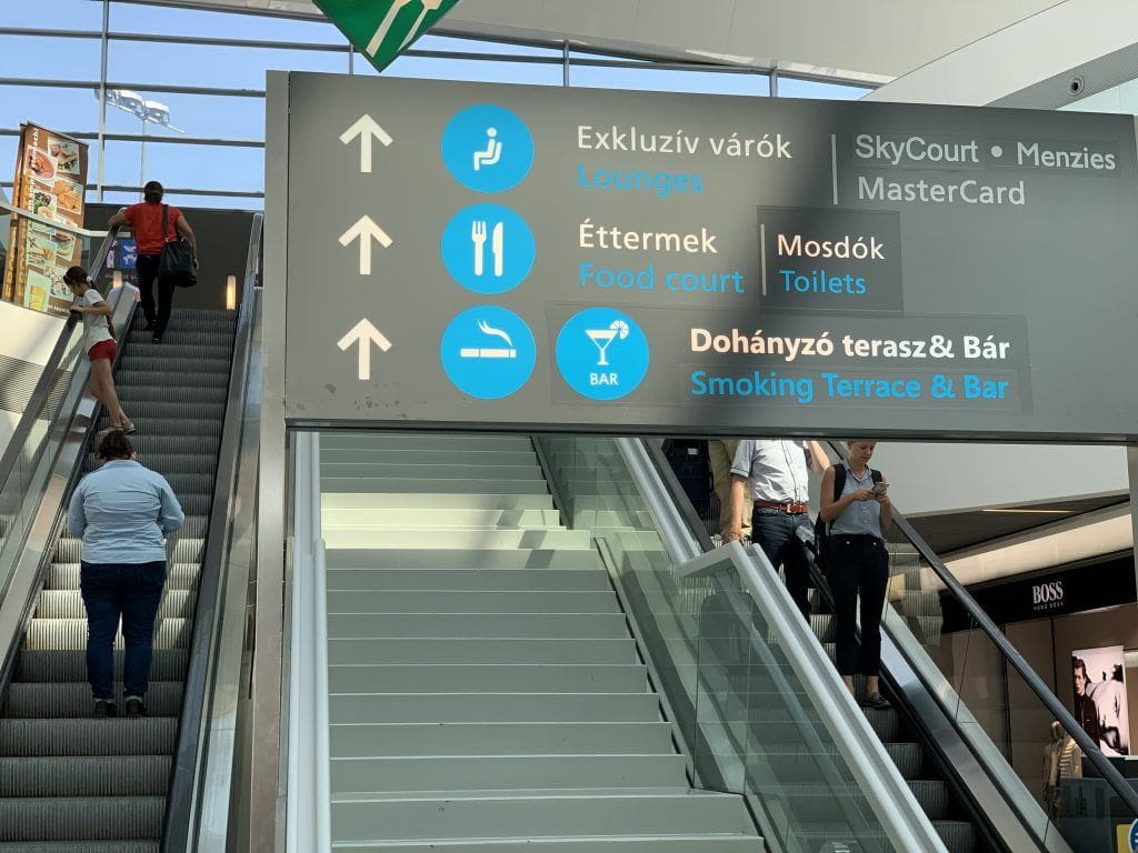 Escalator to Airport VIP Lounges Budapest Terminal 2
