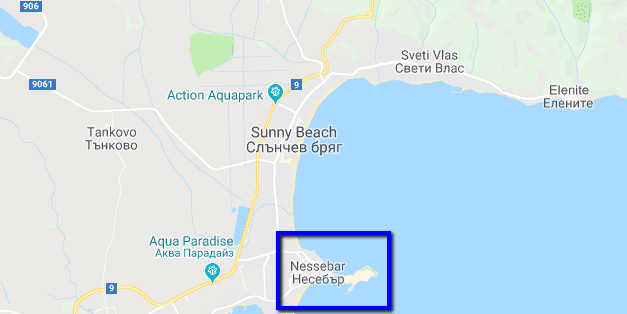 Nessebar Bulgaria and Sunny Beach Map