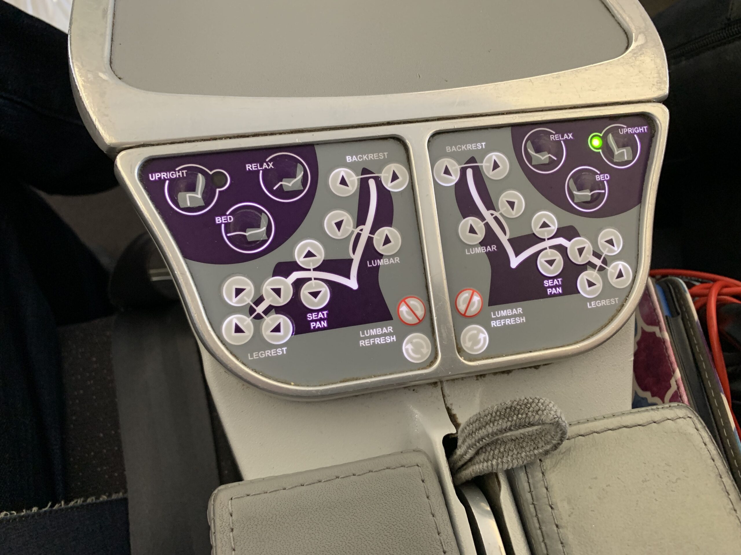 Avianca Business Class A330 Seat Controls