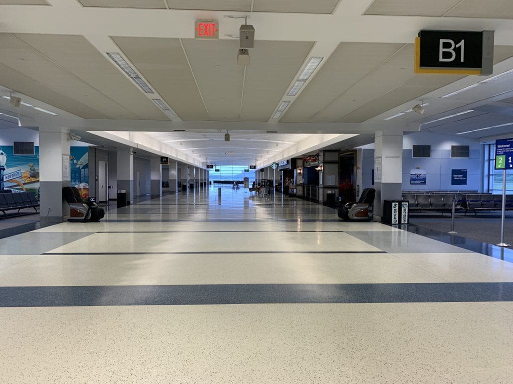 Airport terminal during covid