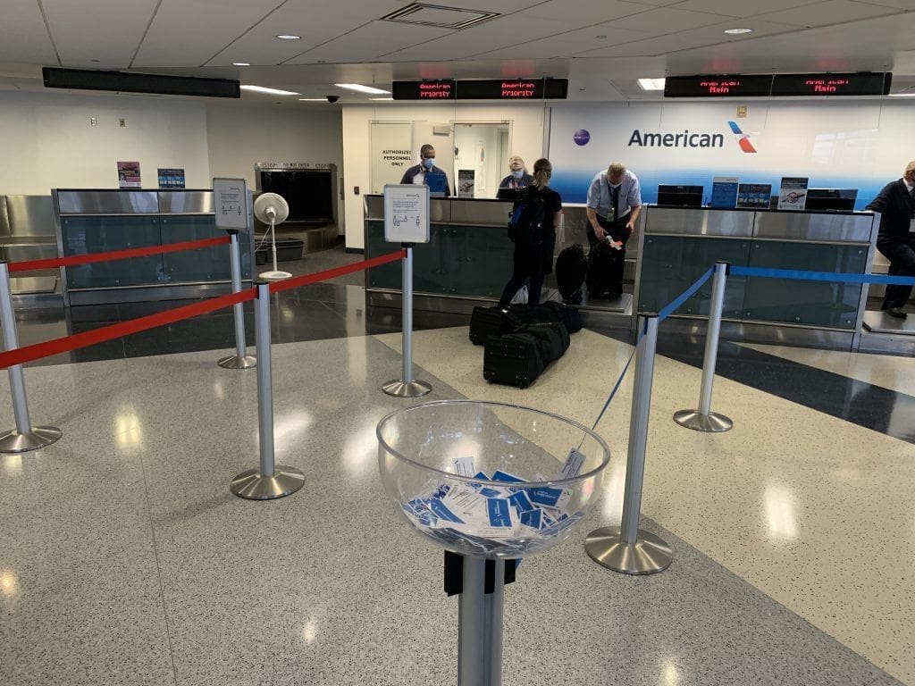 Checking in for a flight during COVID-19