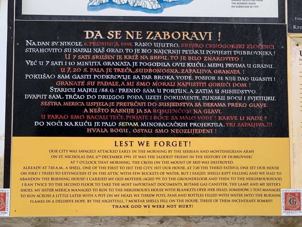 Tour of Dubrovnik War