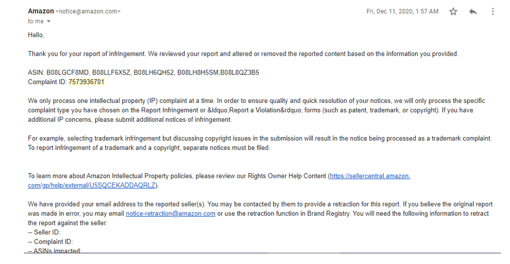 This reply took over a month to arrive